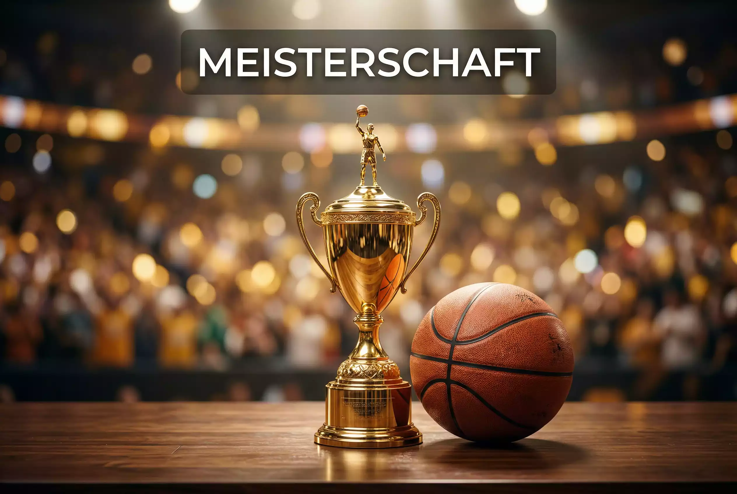 Basketball Langzeitwetten – Pokal und Basketball auf einem Spielfeld